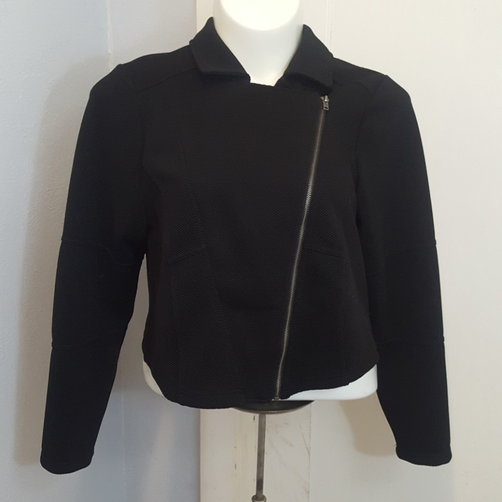 Torrid Black Zip Up Textured Moto Jacket - 2